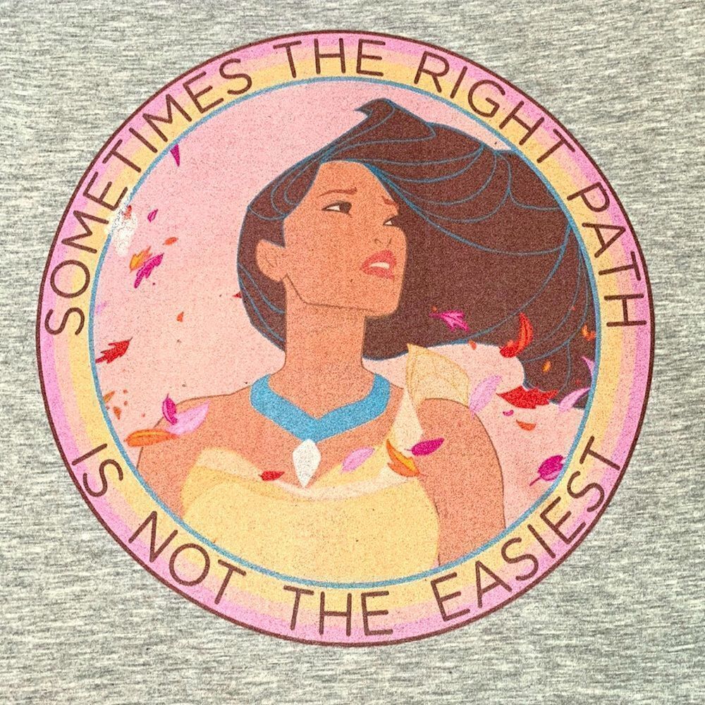 Pocahontas Disney Fitted Graphic T-Shirt M womans Gray